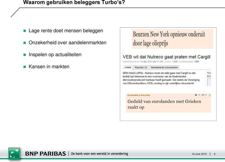 Onzekerheid over aandelenmarkten