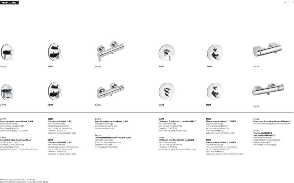 keramische cartouche met temperatuurbegrenzing 51671 Eéngreeps douchemengkraan ELEGANCE kant-en-klaar set passend bij Flexx Boxx EHM DN 20 bestaande uit: greep, huls en rozet 51673