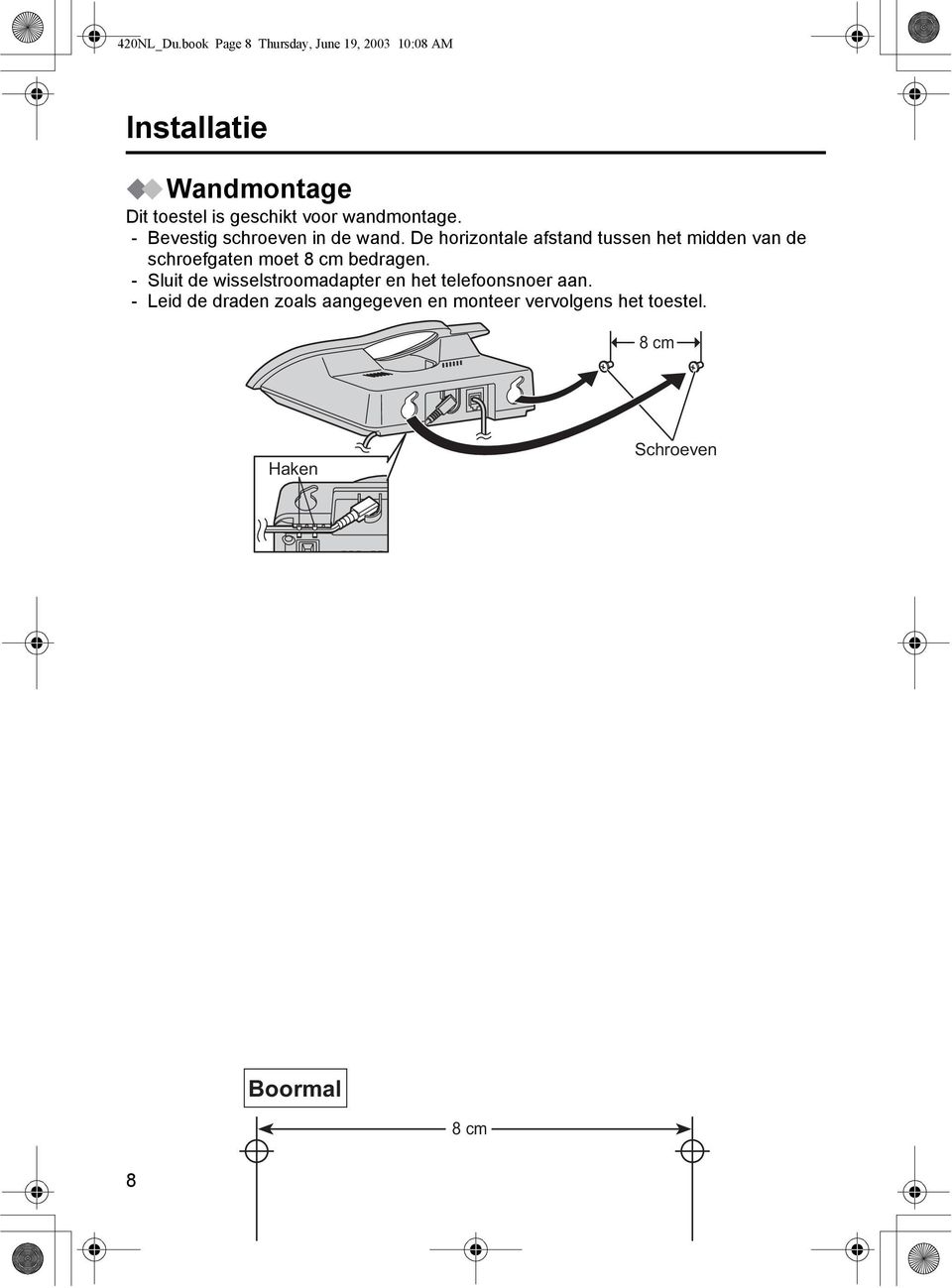 wandmontage. - Bevestig schroeven in de wand.