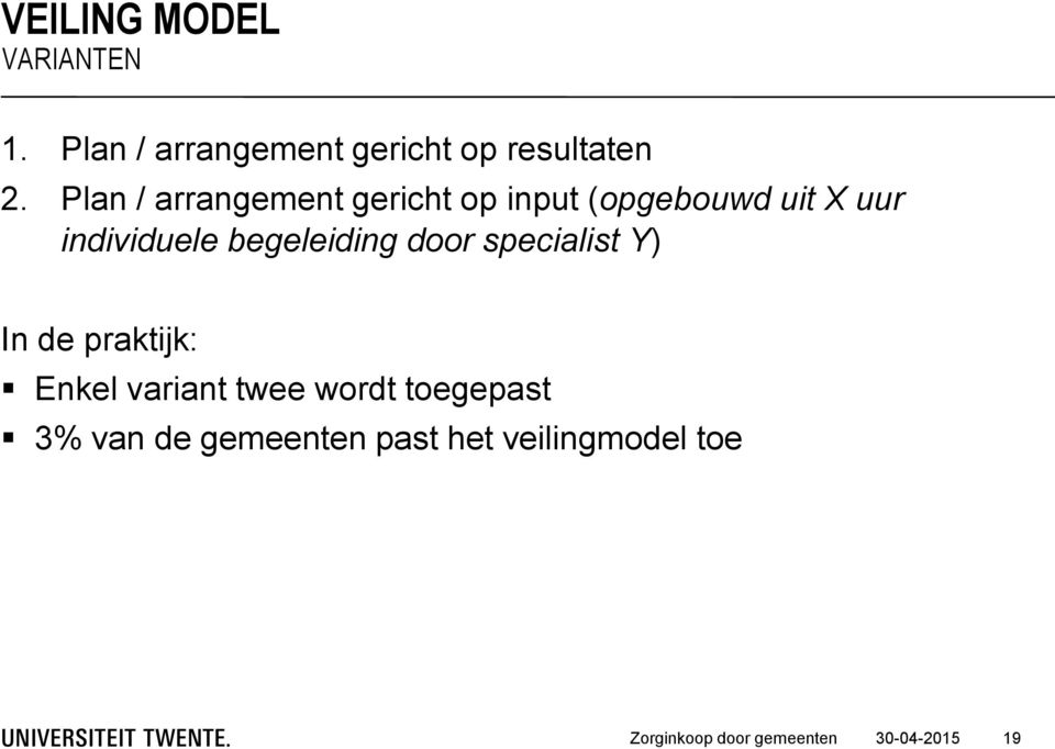 Plan / arrangement gericht op input (opgebouwd uit X uur