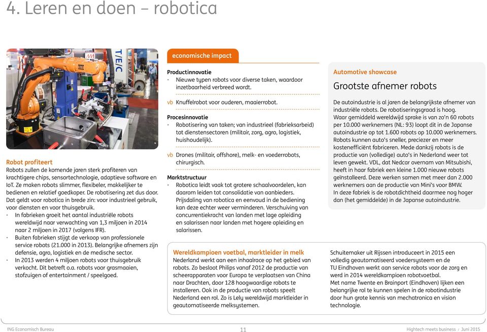 Dat geldt voor robotica in brede zin: voor industrieel gebruik, voor diensten en voor thuisgebruik.