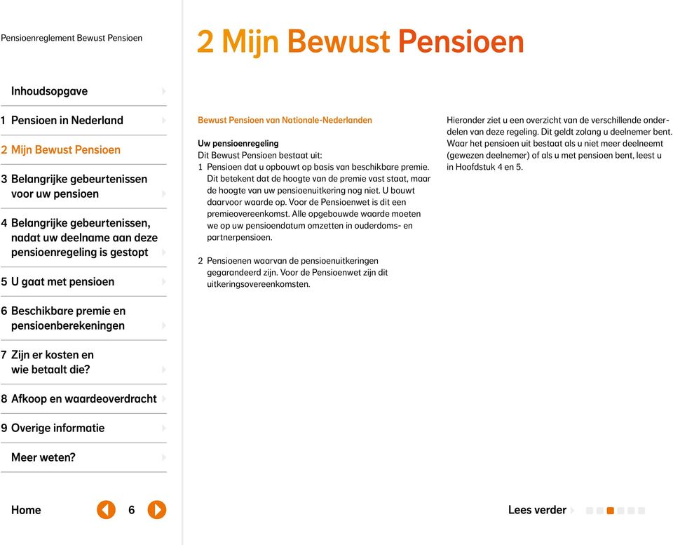 Bewust Pensioen van Nationale-Nederlanden Uw pensioenregeling Dit Bewust Pensioen bestaat uit: 1 Pensioen dat u opbouwt op basis van beschikbare premie.