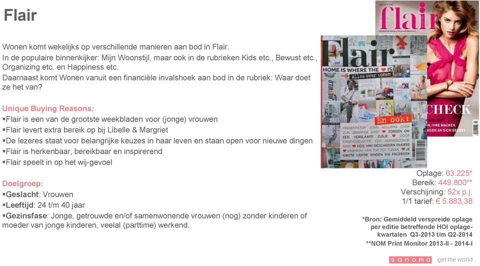 Unique Buying Reasons: Flair is een van de grootste weekbladen voor (jonge) vrouwen Flair levert extra bereik op bij Libelle & Margriet De lezeres staat voor belangrijke keuzes in haar leven en staan