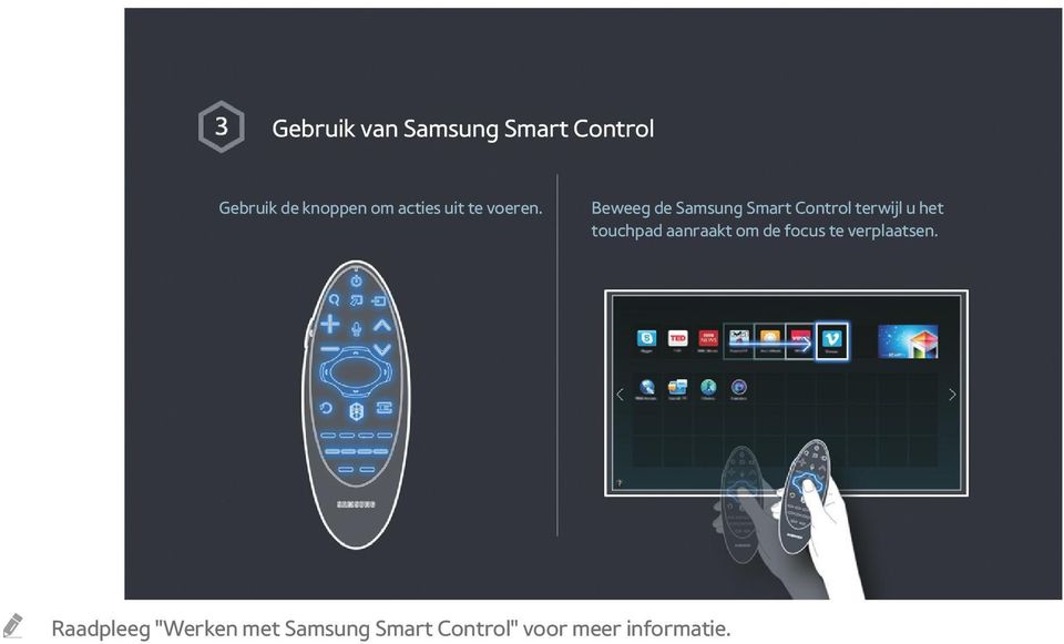 beweeg de Samsung Smart Control terwijl u het touchpad