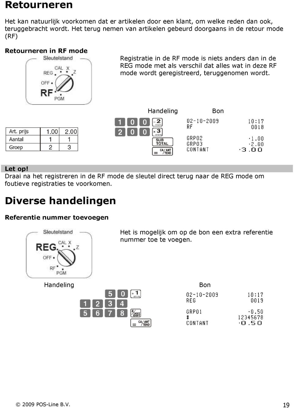 als verschil dat alles wat in deze RF mode wordt geregistreerd, teruggenomen wordt. Handeling Bon Let op!