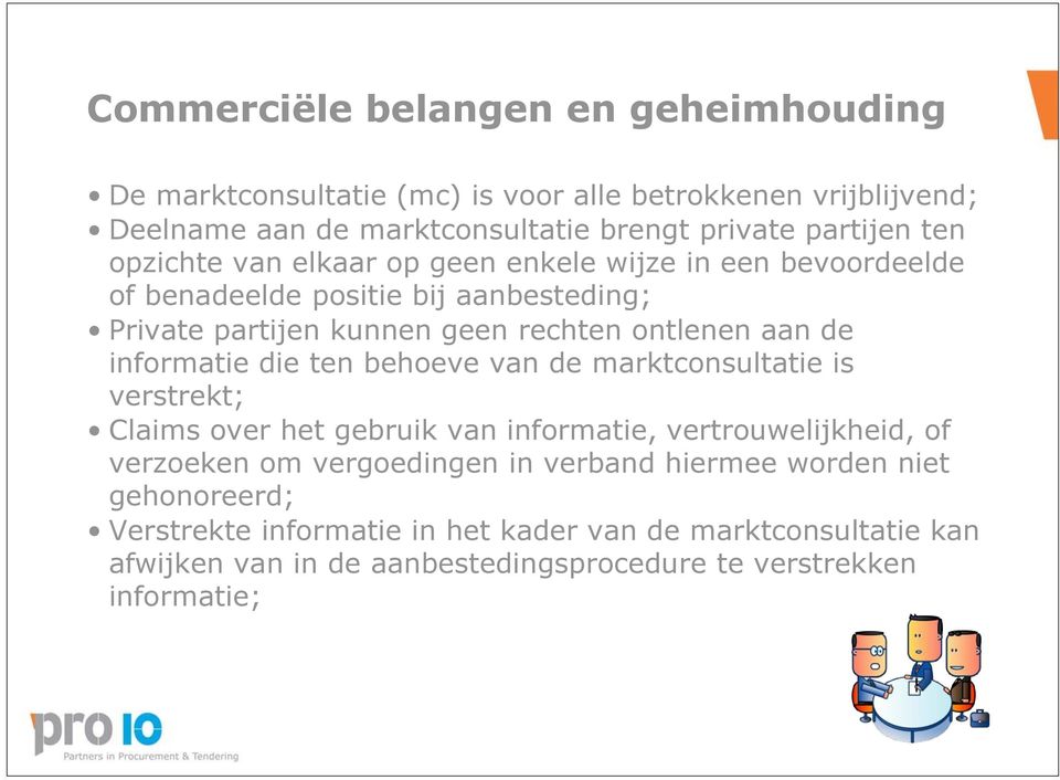 informatie die ten behoeve van de marktconsultatie is verstrekt; Claims over het gebruik van informatie, vertrouwelijkheid, of verzoeken om vergoedingen in