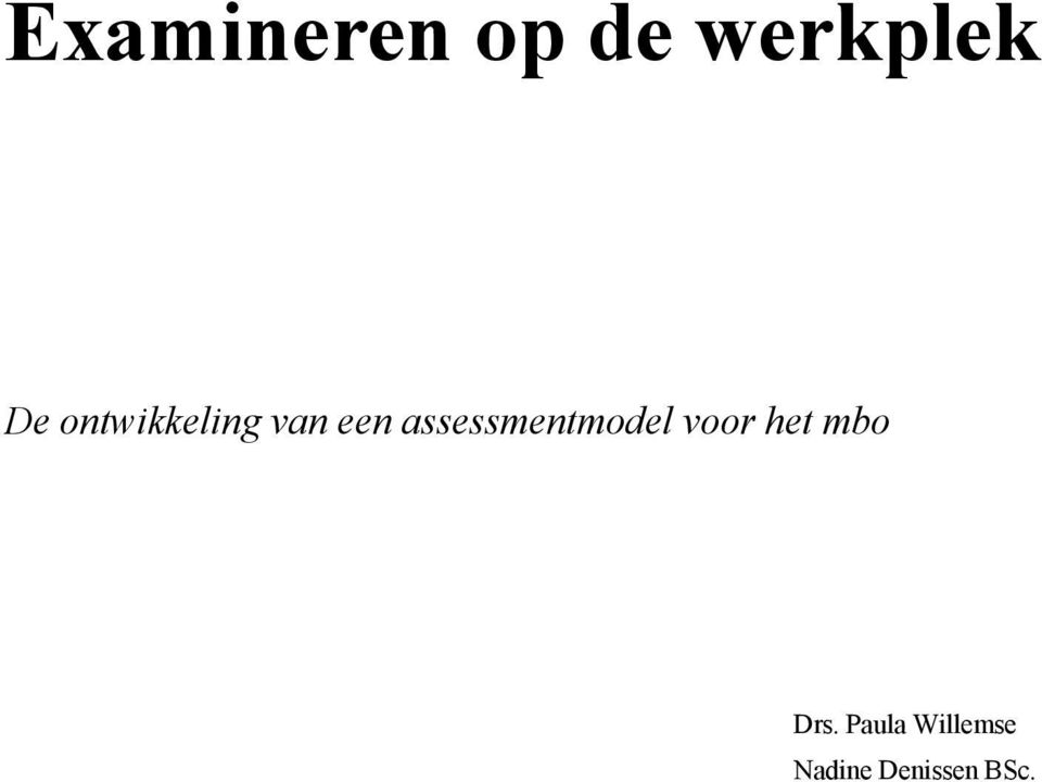 assessmentmodel voor het mbo