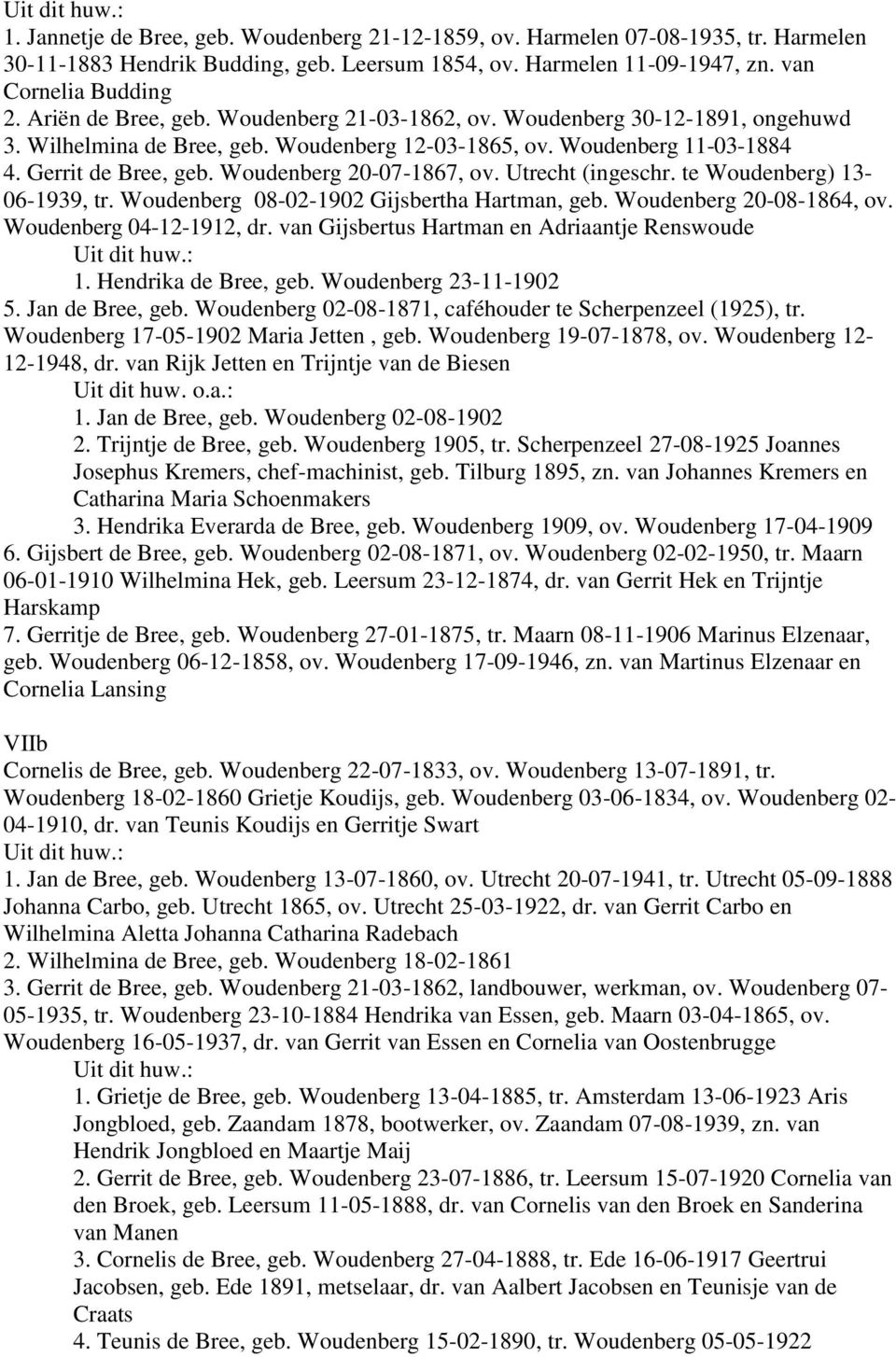 Woudenberg 20-07-1867, ov. Utrecht (ingeschr. te Woudenberg) 13-06-1939, tr. Woudenberg 08-02-1902 Gijsbertha Hartman, geb. Woudenberg 20-08-1864, ov. Woudenberg 04-12-1912, dr.