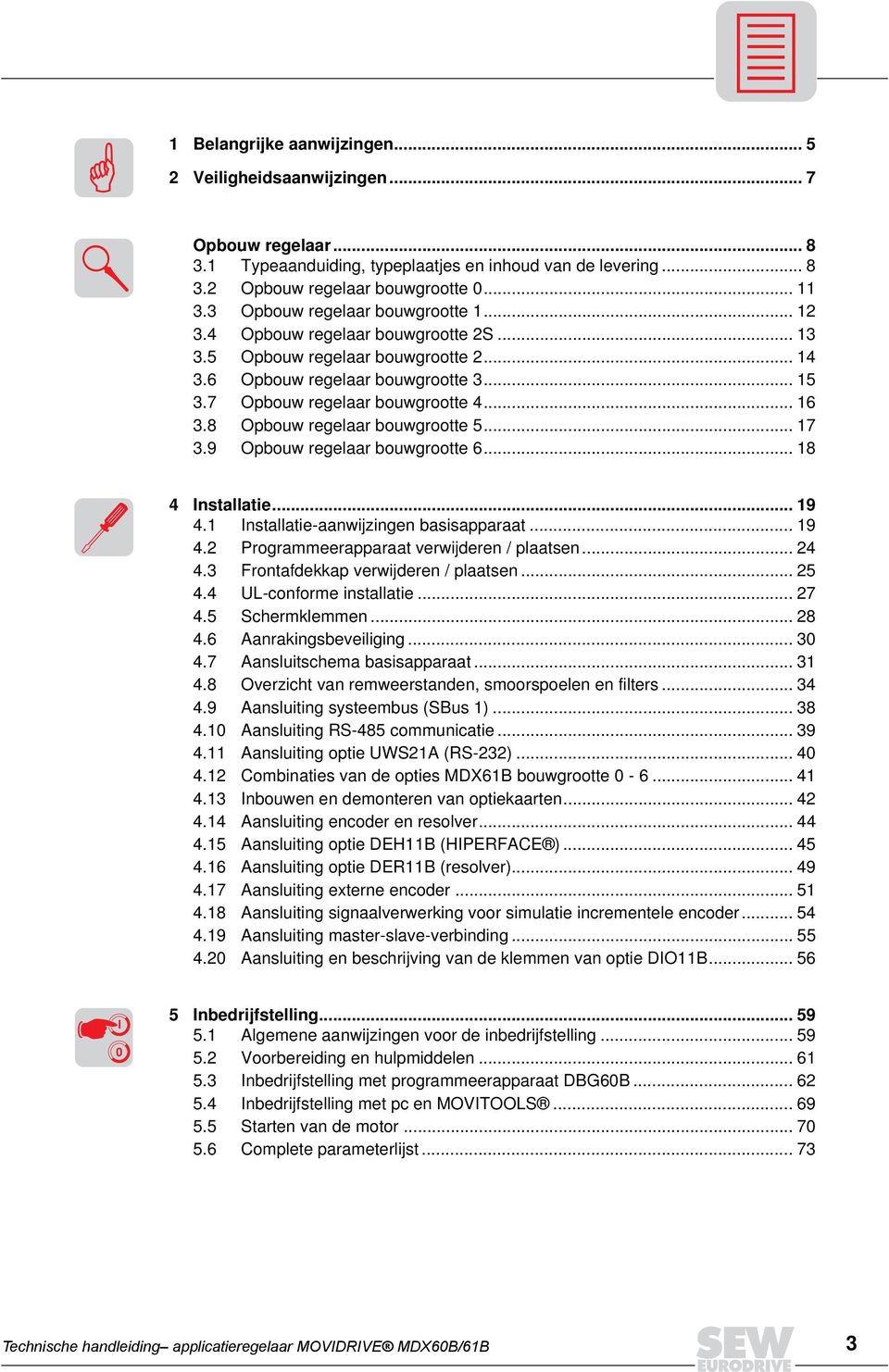 9 Opbouw regelaar bouwgrootte 6... 8 Installatie... 9. Installatie-aanwijzingen basisapparaat... 9.2 Programmeerapparaat verwijderen / plaatsen... 2.3 Frontafdekkap verwijderen / plaatsen... 25.