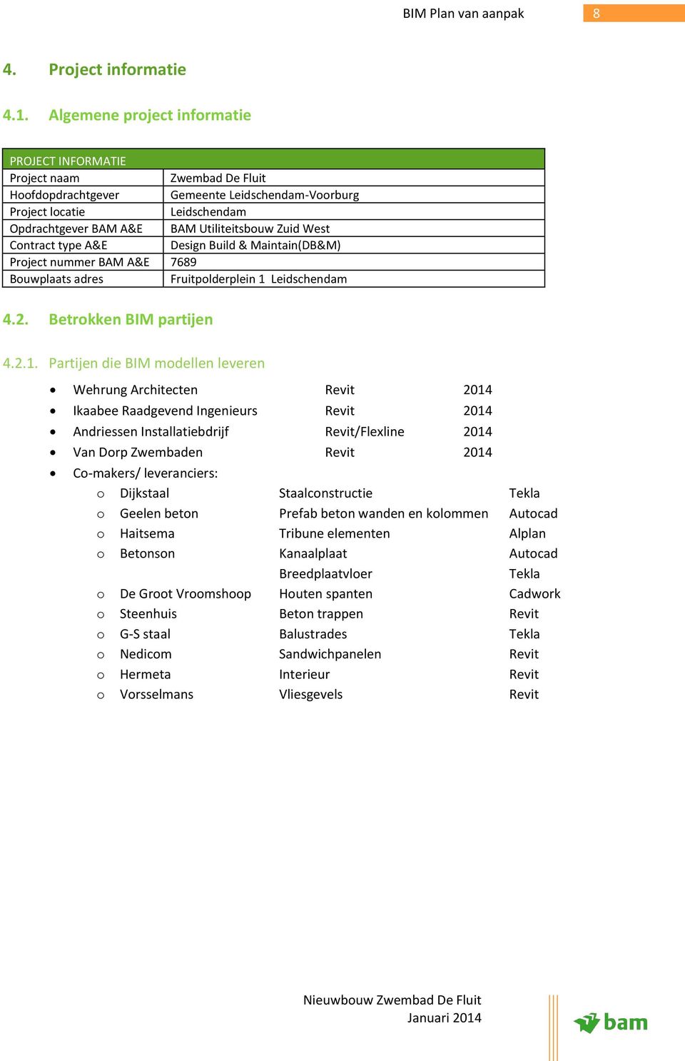 Zuid West Contract type A&E Design Build & Maintain(DB&M) Project nummer BAM A&E 7689 Bouwplaats adres Fruitpolderplein 1 