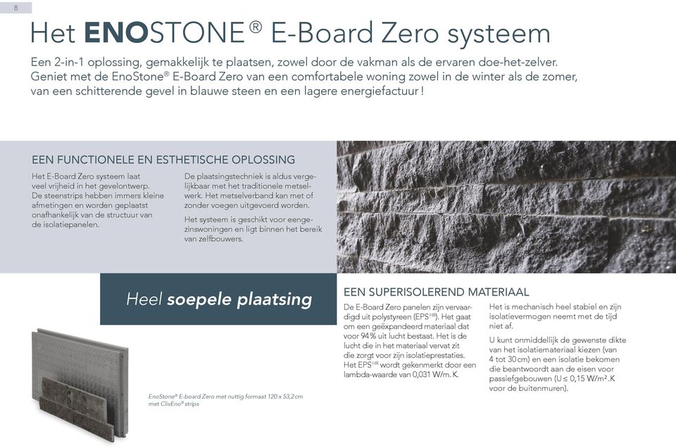 EEN FUNCTIONELE EN ESTHETISCHE OPLOSSING Het E-Board Zero systeem laat veel vrijheid in het gevelontwerp.