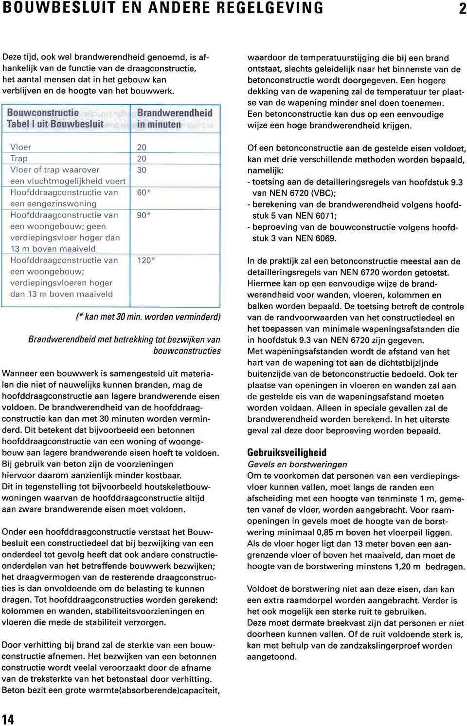 Een hogere dekking van de wapening zal de temperatuur ter plaatse van de wapening minder snel doen toenemen. Een betonconstructie kan dus op een eenvoudige wijze een hoge brandwerendheid krijgen.