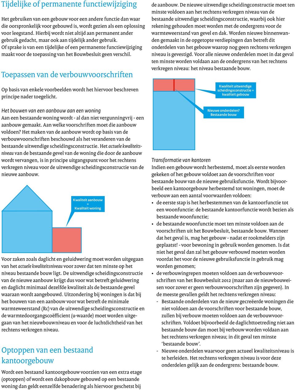 Of sprake is van een tijdelijke of een permanente functiewijziging maakt voor de toepassing van het Bouwbesluit geen verschil.