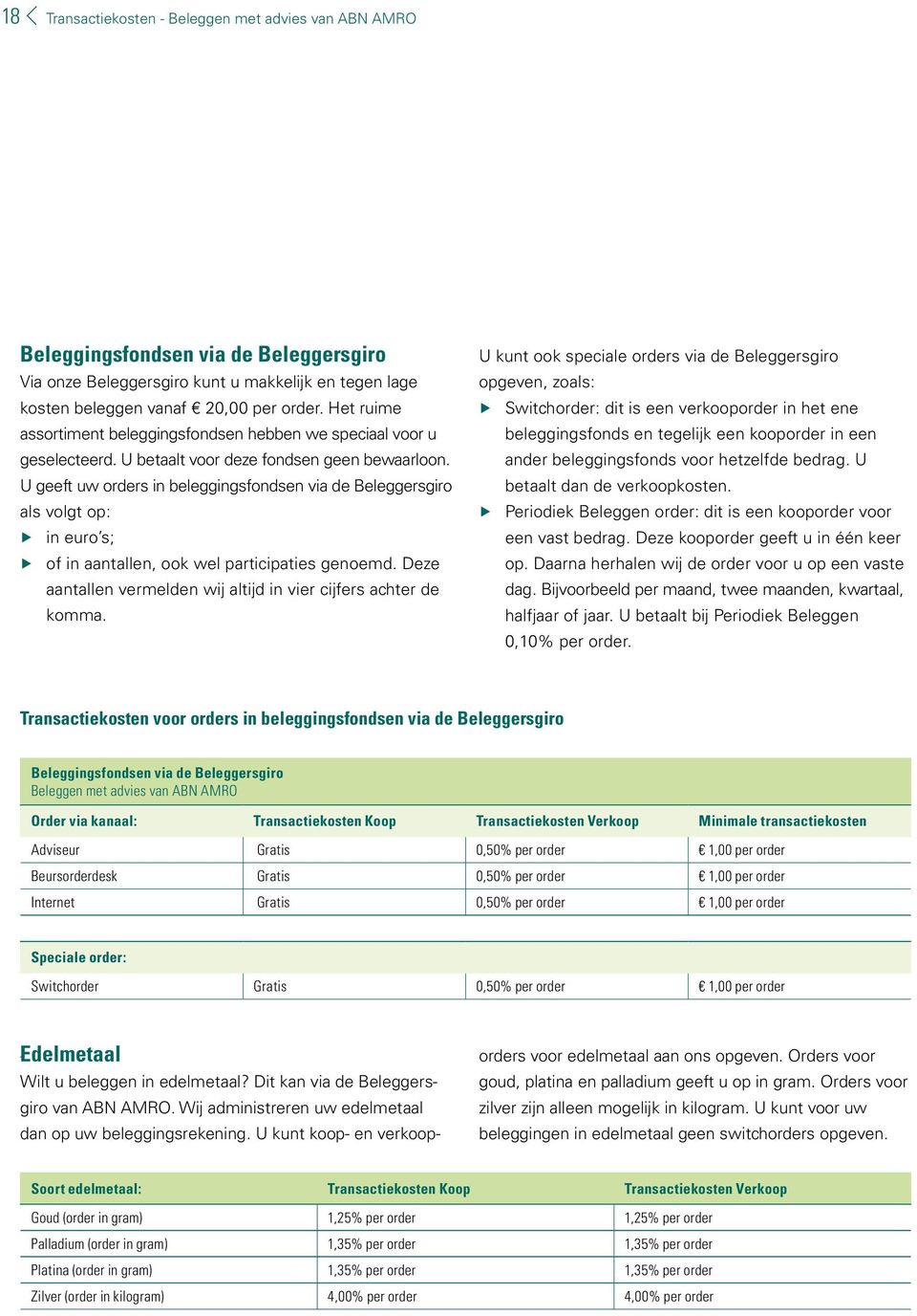 U geeft uw orders in beleggingsfondsen via de Beleggersgiro als volgt op: in euro s; of in aantallen, ook wel participaties genoemd.