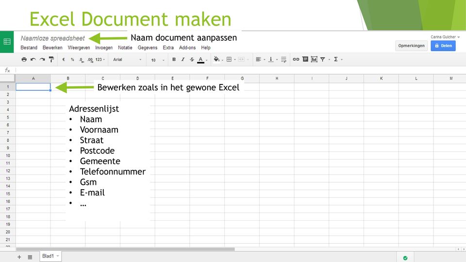 Excel Adressenlijst Naam Voornaam