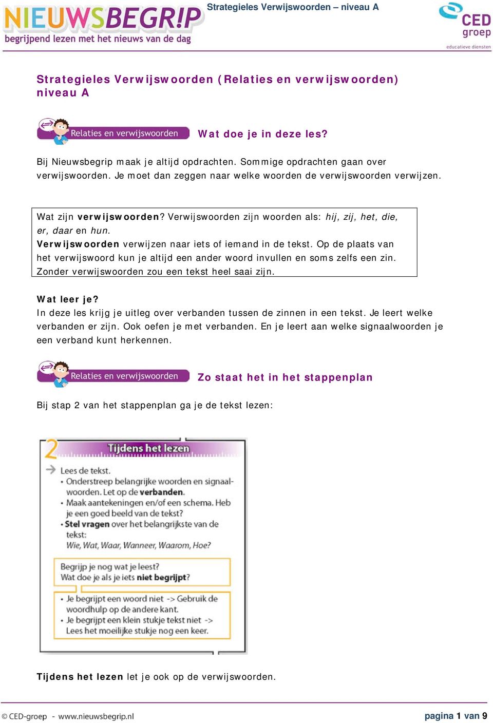 Verwijswoorden verwijzen naar iets of iemand in de tekst. Op de plaats van het verwijswoord kun je altijd een ander woord invullen en soms zelfs een zin.