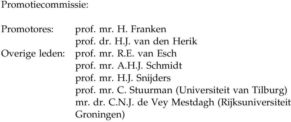 H.J. Schmidt prof. mr. H.J. Snijders prof. mr. C.