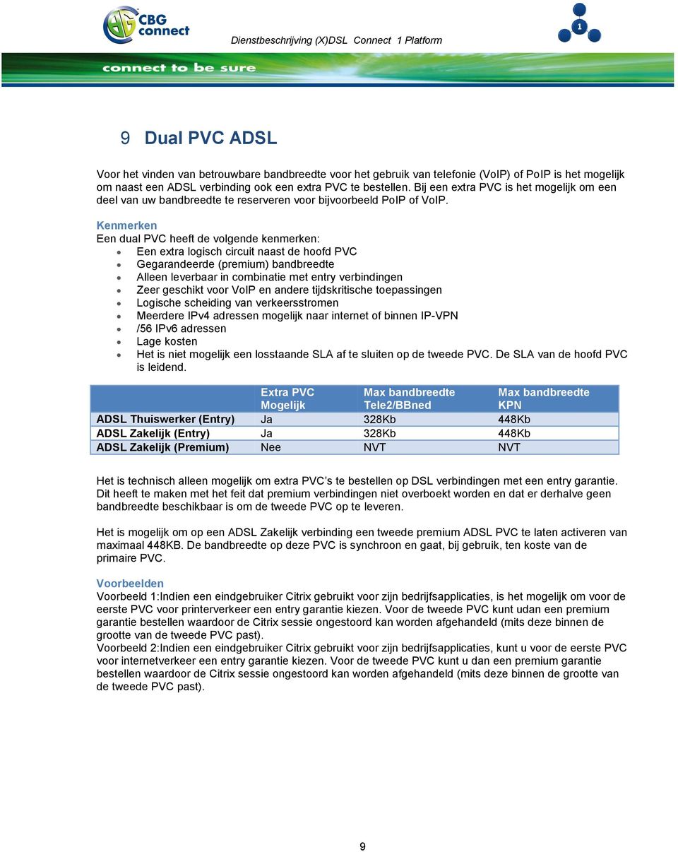 Kenmerken Een dual PVC heeft de volgende kenmerken: Een extra logisch circuit naast de hoofd PVC Gegarandeerde (premium) bandbreedte Alleen leverbaar in combinatie met entry verbindingen Zeer