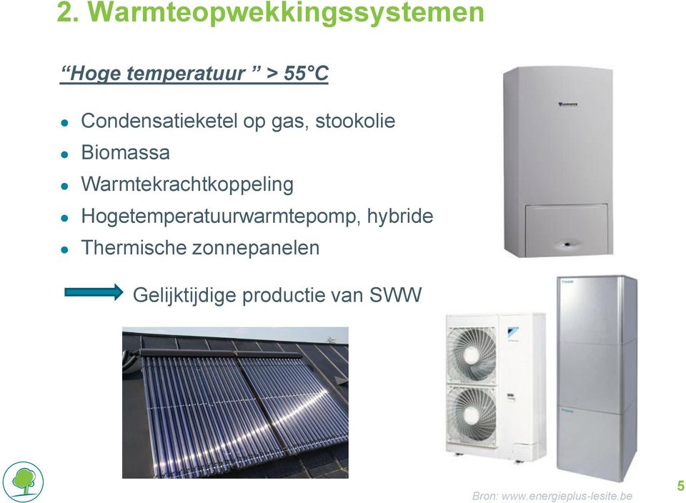 Warmtekrachtkoppeling Hogetemperatuurwarmtepomp, hybride