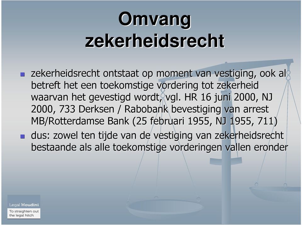 . HR 16 juni 2000, NJ 2000, 733 Derksen / Rabobank bevestiging van arrest MB/Rotterdamse Bank (25