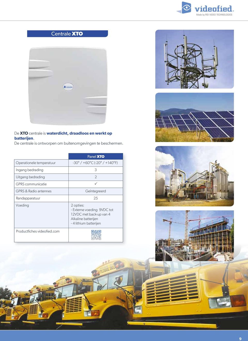 Operationele temperatuur Panel XTO -30 / +60 C (-20 / +140 F) Ingang bedrading 3 Uitgang bedrading 2 GPRS