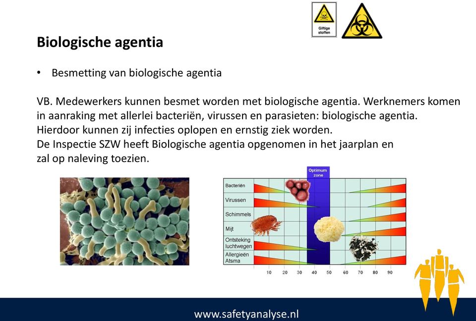 Werknemers komen in aanraking met allerlei bacteriën, virussen en parasieten: biologische