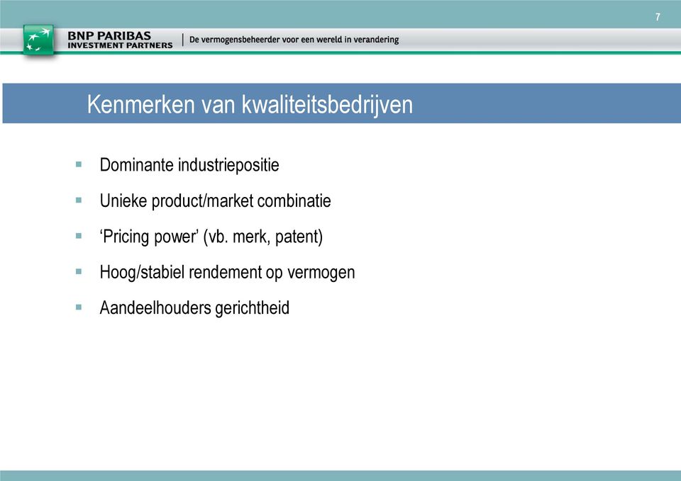 combinatie Pricing power (vb.