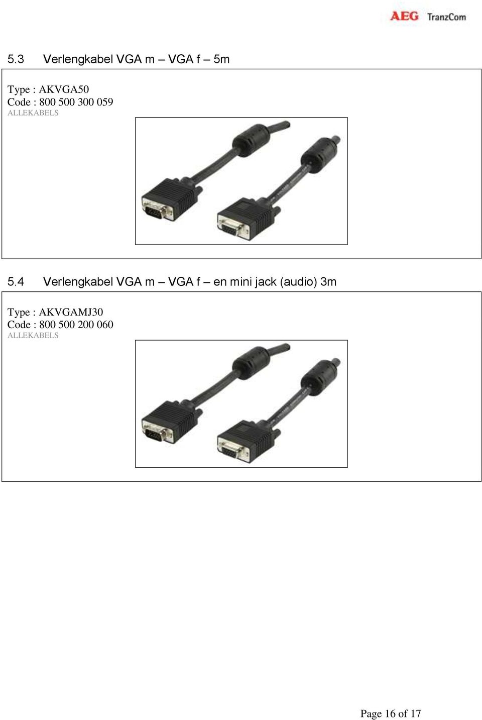 4 Verlengkabel VGA m VGA f en mini jack (audio)