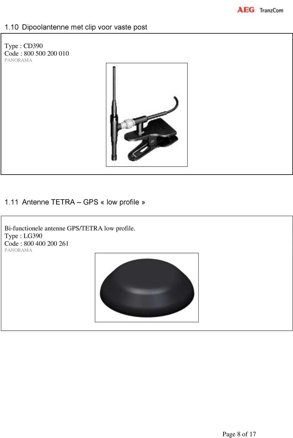 11 Antenne TETRA GPS «low profile» Bi-functionele