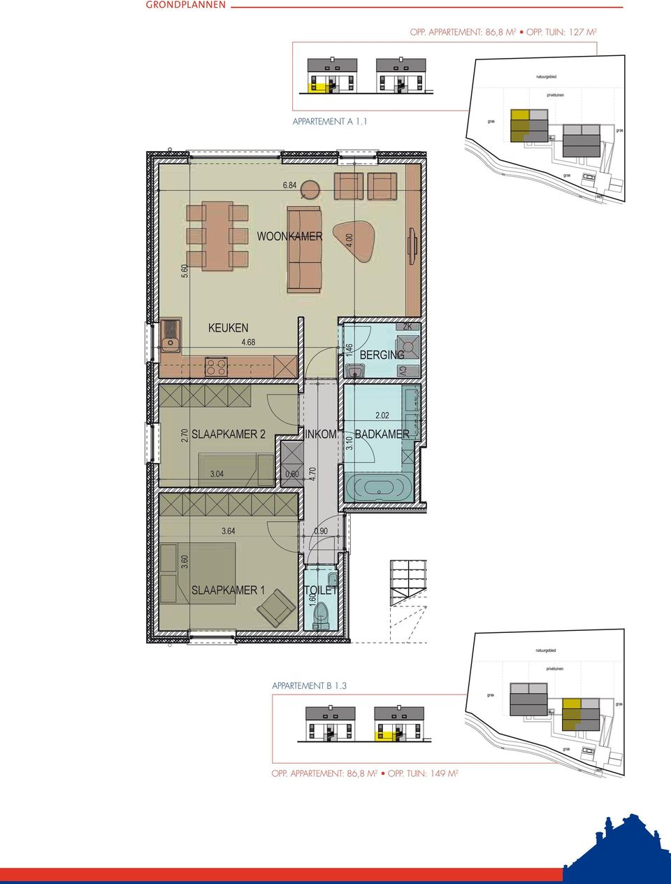 tuin: 127 M 2 appartement A 1.