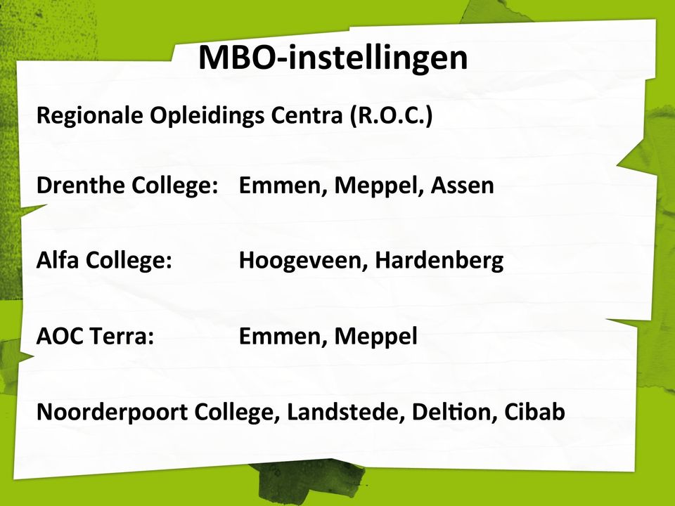 College: Hoogeveen, Hardenberg AOC Terra: Emmen,
