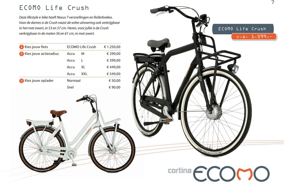 Heren, voor jullie is de Crush verkrijgbaar in de maten 56 en 61 cm, in mat zwart. ECOMO Life Crush v.a. 1.