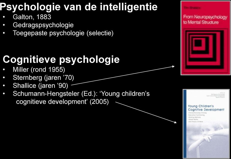 psychologie Miller (rond 1955) Sternberg (jaren 70) Shallice