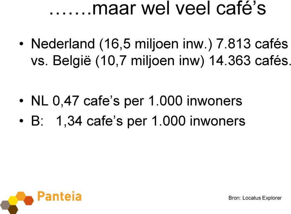 363 cafés. NL 0,47 cafe s per 1.