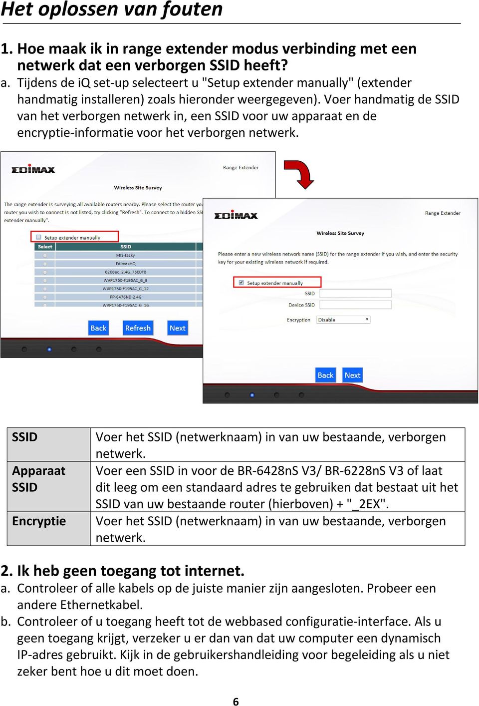 Voer handmatig de SSID van het verborgen netwerk in, een SSID voor uw apparaat en de encryptie-informatie voor het verborgen netwerk.