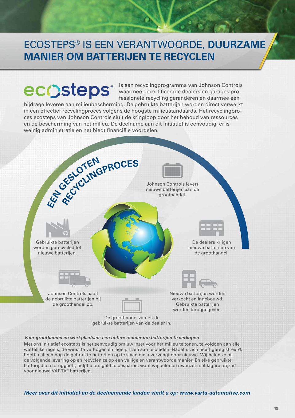 Het recyclingproces ecosteps van Johnson Controls sluit de kringloop door het behoud van ressources en de bescherming van het milieu.