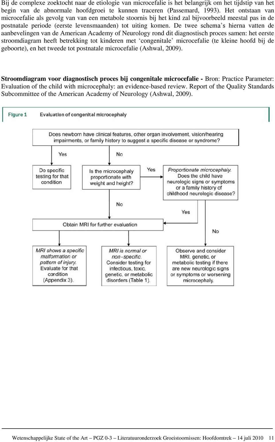 De twee schema s hierna vatten de aanbevelingen van de American Academy f Neurlgy rnd dit diagnstisch prces samen: het eerste strmdiagram heeft betrekking tt kinderen met cngenitale micrcefalie (te