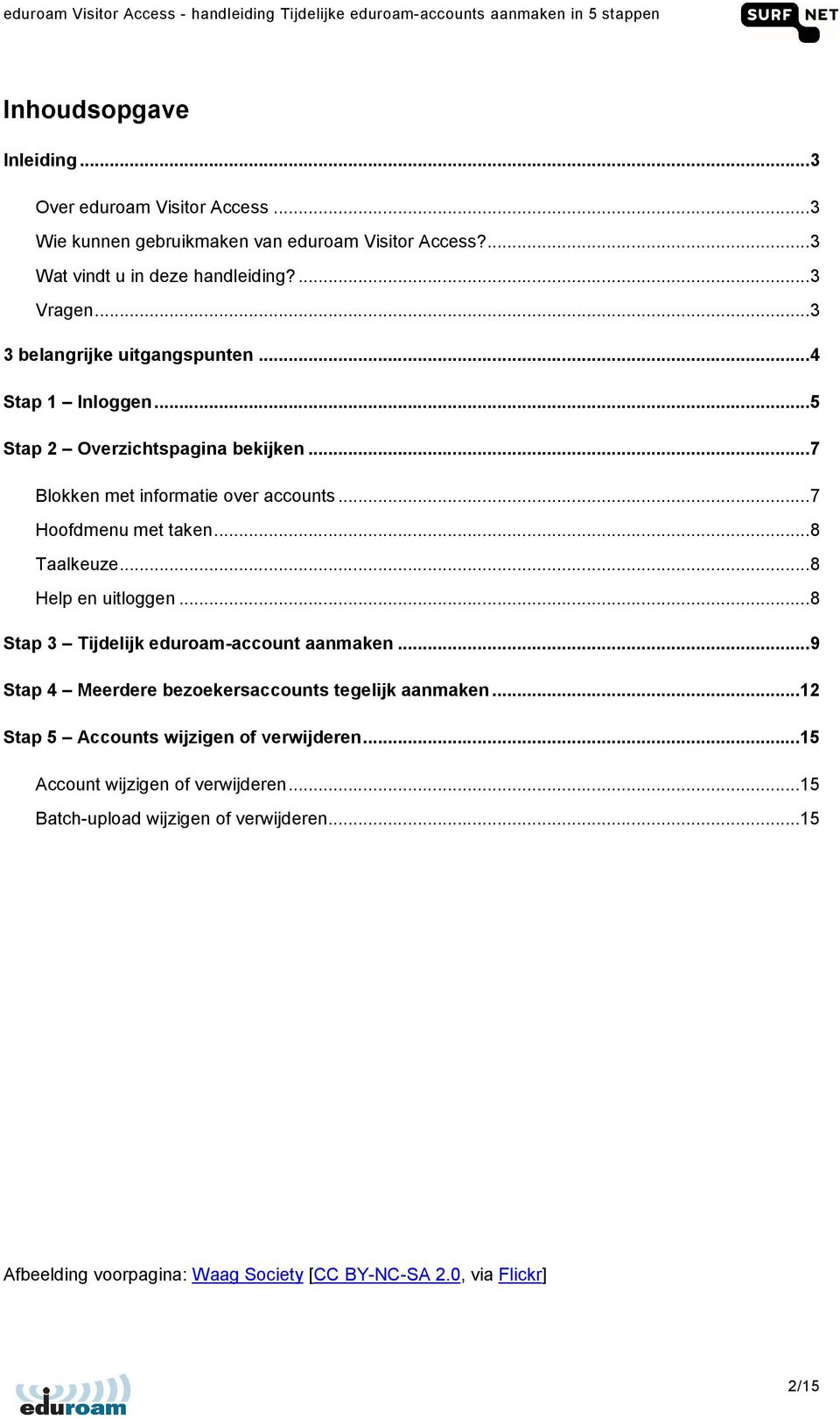 .. 8 Taalkeuze... 8 Help en uitloggen... 8 Stap 3 Tijdelijk eduroam-account aanmaken... 9 Stap 4 Meerdere bezoekersaccounts tegelijk aanmaken.