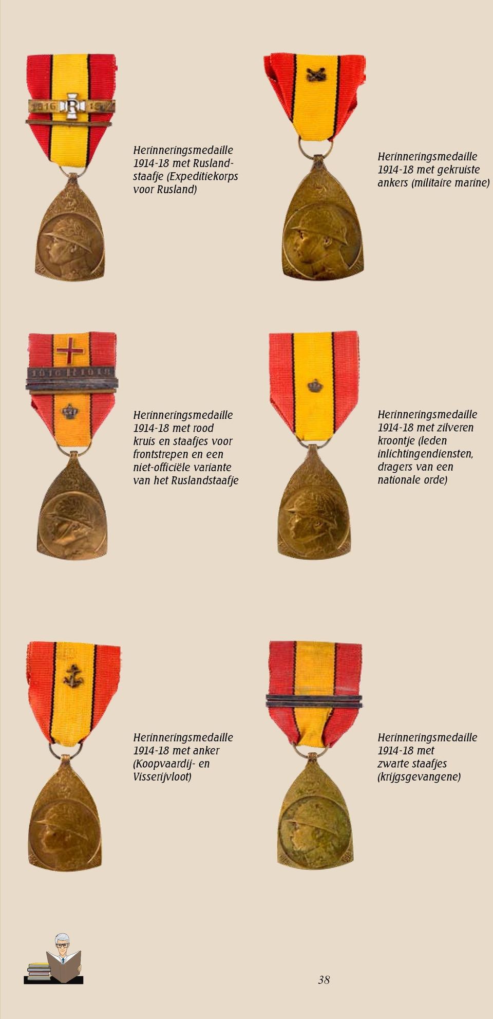 Ruslandstaafje Herinneringsmedaille 1914-18 met zilveren kroontje (leden inlichtingendiensten, dragers van een nationale orde)