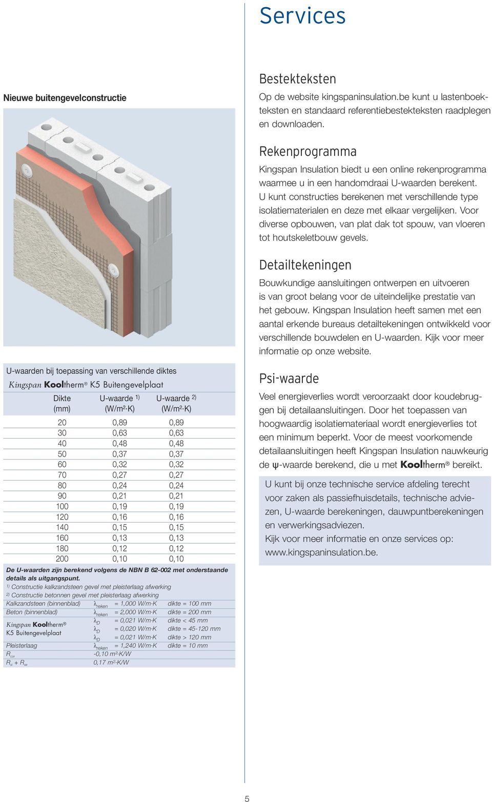 U kunt constructies berekenen met verschillende type isolatiematerialen en deze met elkaar vergelijken. Voor diverse opbouwen, van plat dak tot spouw, van vloeren tot houtskeletbouw gevels.