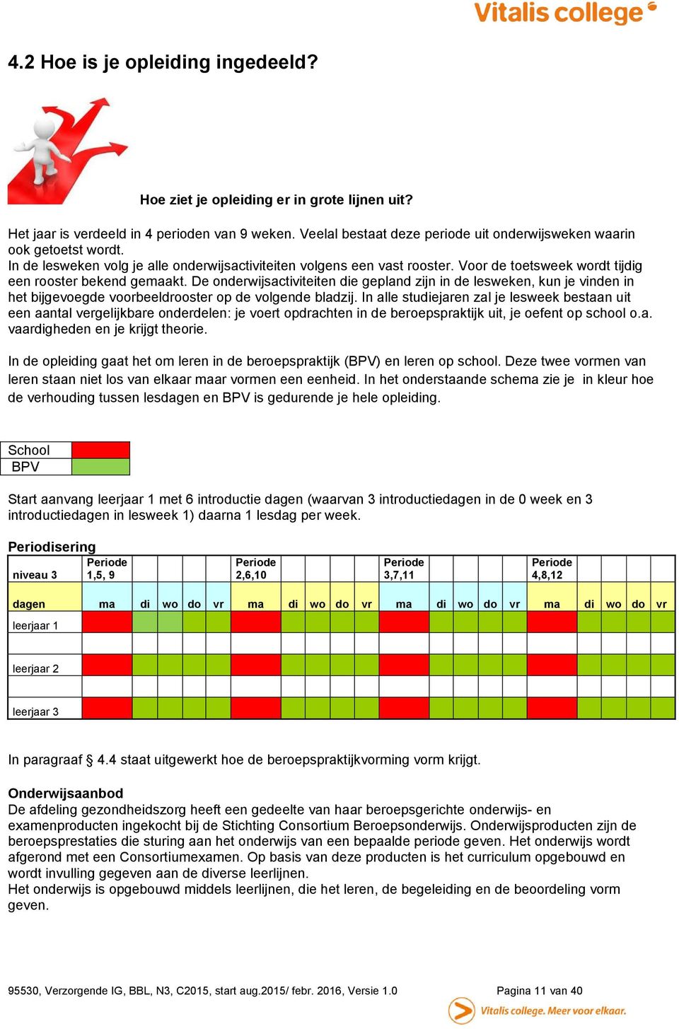 Voor de toetsweek wordt tijdig een rooster bekend gemaakt. De onderwijsactiviteiten die gepland zijn in de lesweken, kun je vinden in het bijgevoegde voorbeeldrooster op de volgende bladzij.