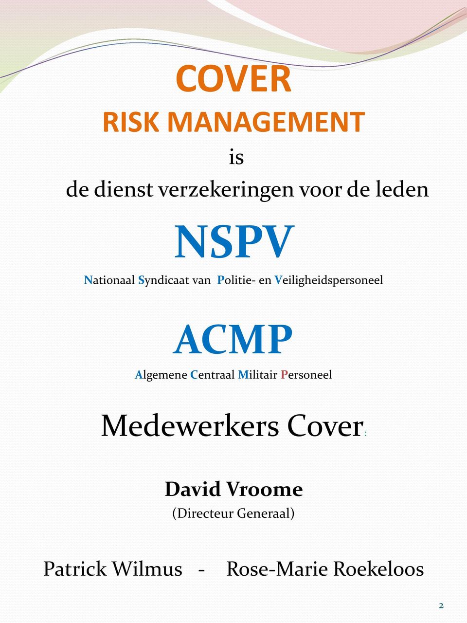 ACMP Algemene Centraal Militair Personeel Medewerkers Cover: