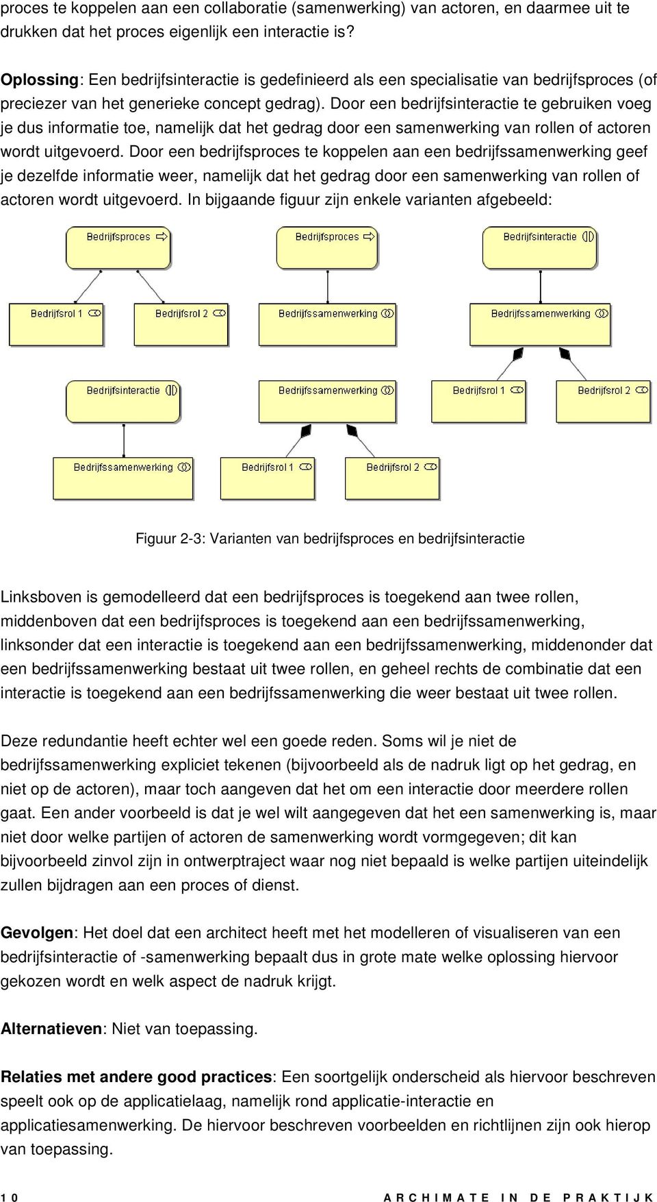 Door een bedrijfsinteractie te gebruiken voeg je dus informatie toe, namelijk dat het gedrag door een samenwerking van rollen of actoren wordt uitgevoerd.