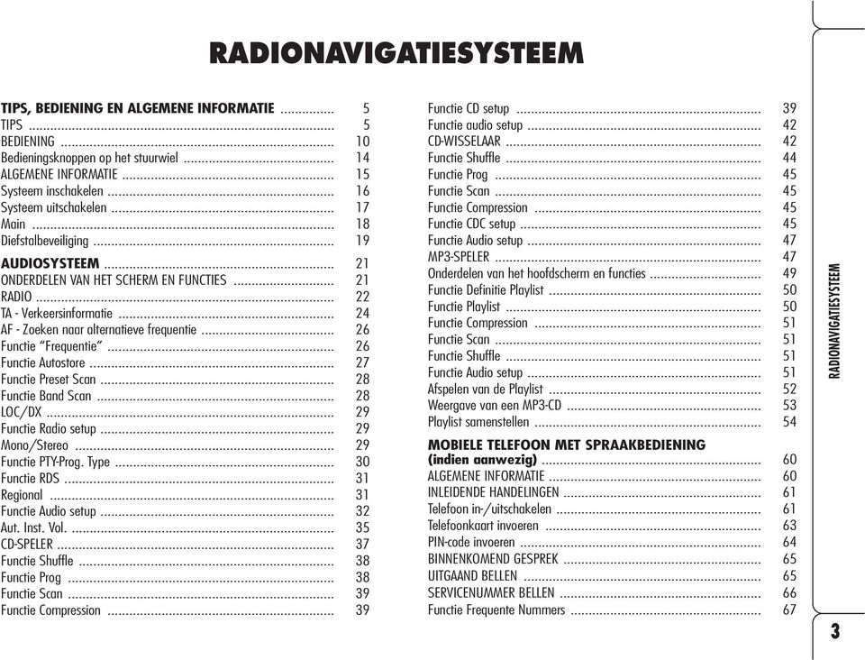 .. 26 Functie Frequentie... 26 Functie Autostore... 27 Functie Preset Scan... 28 Functie Band Scan... 28 LOC/DX... 29 Functie Radio setup... 29 Mono/Stereo... 29 Functie PTY-Prog. Type.