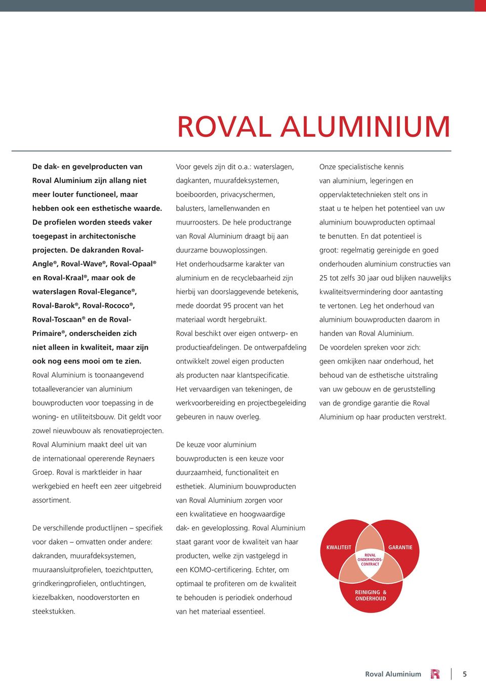 De dakranden Roval- Angle, Roval-Wave, Roval-Opaal en Roval-Kraal, maar ook de waterslagen Roval-Elegance, Roval-Barok, Roval-Rococo, Roval-Toscaan en de Roval- Primaire, onderscheiden zich niet