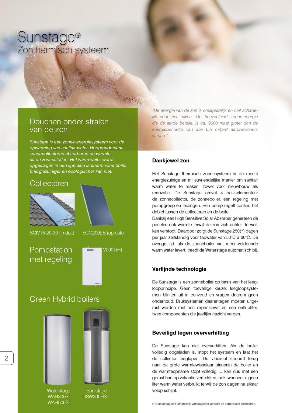 Collectoren SCIV15-20-30 (in dak) Pompstation met regeling Green Hybrid boilers SCO200ES (op dak) V200T(H) De energie van de zon is onuitputtelijk en niet schadelijk voor het milieu.