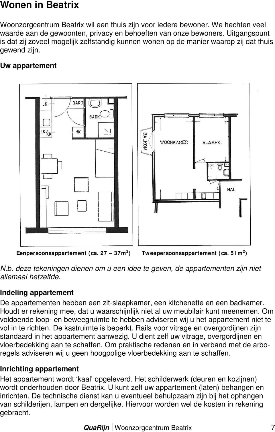 51m 2 ) N.b. deze tekeningen dienen om u een idee te geven, de appartementen zijn niet allemaal hetzelfde.