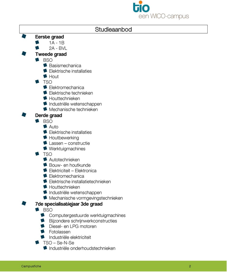 Elektronica Elektromechanica Elektrische installatietechnieken Houttechnieken Industriële wetenschappen Mechanische vormgevingstechnieken Computergestuurde