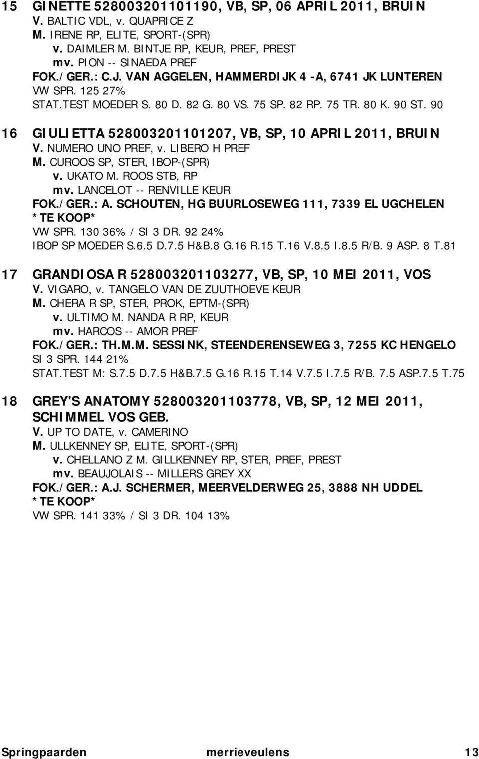 90 16 GIULIETTA 528003201101207, VB, SP, 10 APRIL 2011, BRUIN V. NUMERO UNO PREF, v. LIBERO H PREF M. CUROOS SP, STER, IBOP-(SPR) v. UKATO M. ROOS STB, RP mv. LANCELOT -- RENVILLE KEUR FOK./GER.: A.