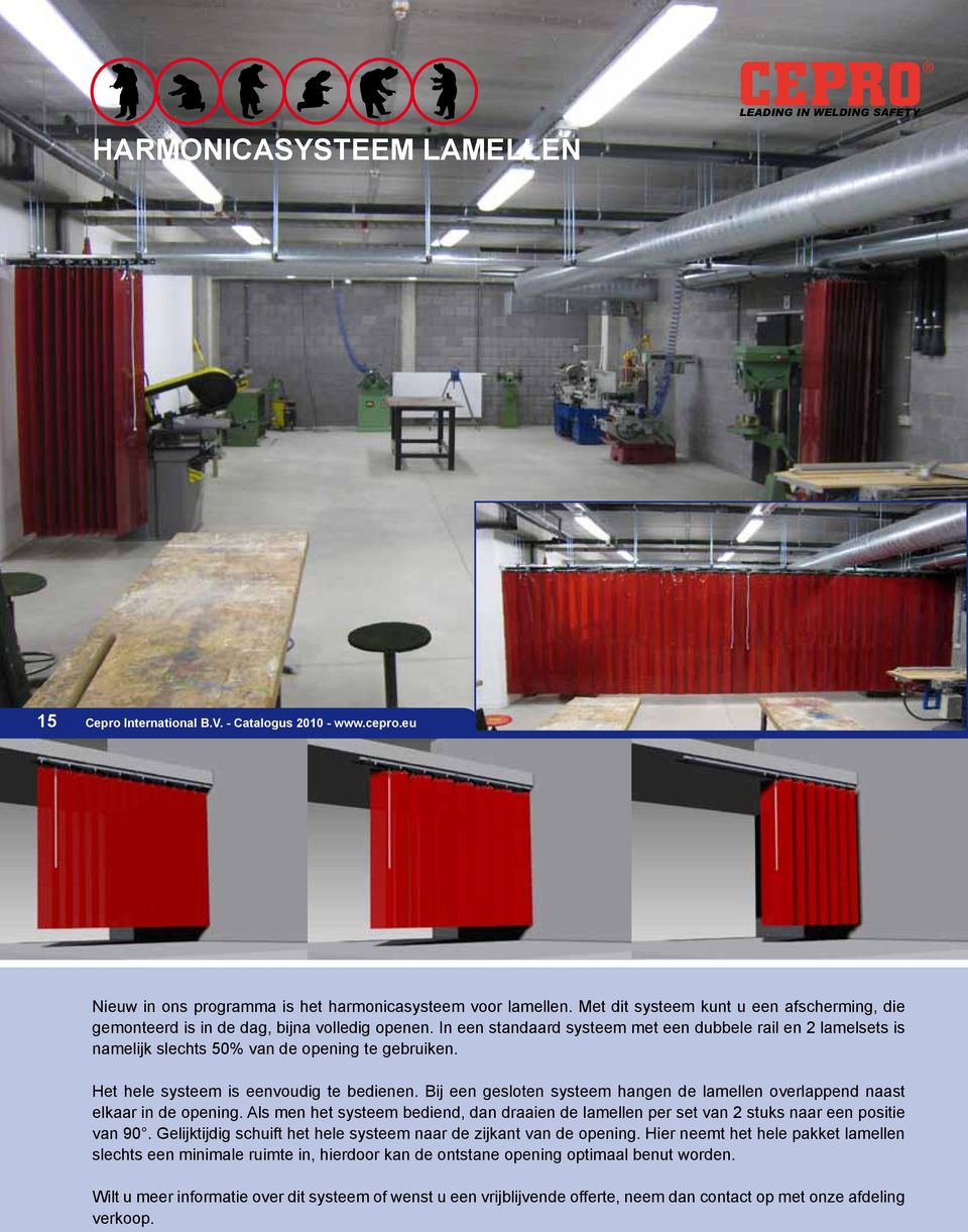 In een standaard systeem met een dubbele rail en 2 lamelsets is namelijk slechts 50% van de opening te gebruiken. Het hele systeem is eenvoudig te bedienen.